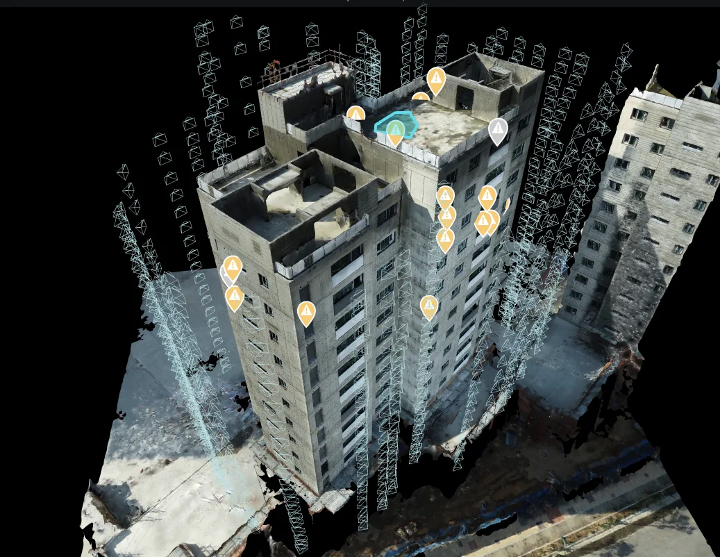 3D point cloud model of multi-story building from drone photogrammetry